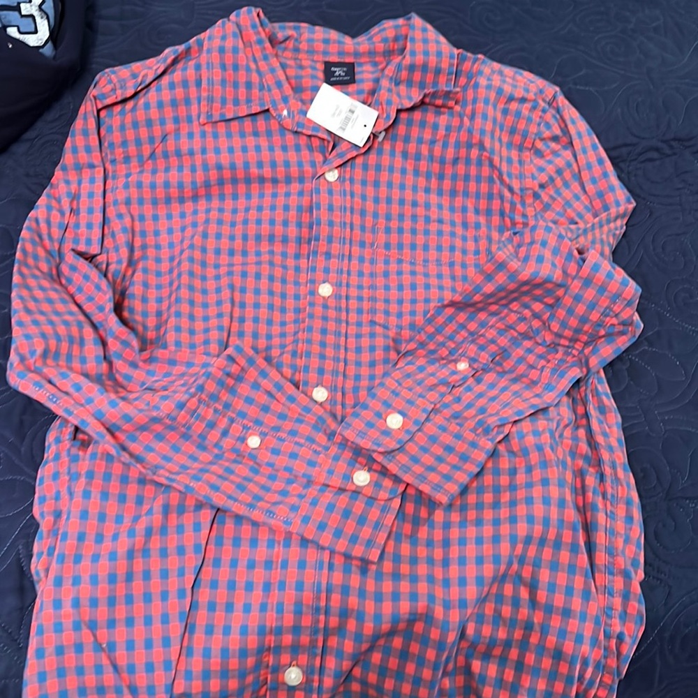 Gap boys button down new with tags pink and blue check size xxl 14-16